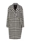 Dolce & Gabbana Black And White Coat With All-over Check Motiv In Wool Blend Woman