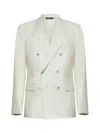 Dolce & Gabbana Men Ivory Flannel Double-breasted Blazer In Beige
