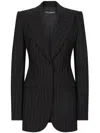 Dolce & Gabbana Single-breasted Pinstripe Wool Turlington Jacket In Black