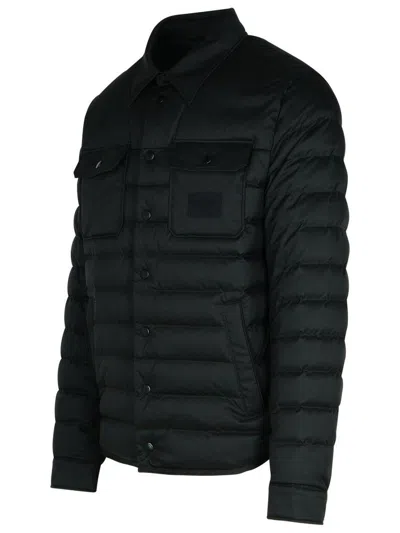 Dolce & Gabbana Logo Patch Quilted Down Jacket In Black