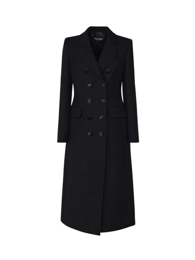 Dolce & Gabbana Longcoat In Virgin Wool In Black