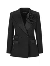 Dolce & Gabbana Double-breasted Jacket With Applied Flower In Black