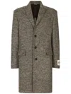 Dolce & Gabbana Single-breasted Melange Diagonal-weave Wool Coat In Brown