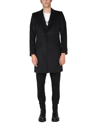 Dolce & Gabbana Men Single-breasted Velours Coat In Grey