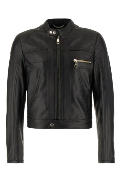 Dolce & Gabbana Nappa Leather Jacket With Three Zip Pockets In Black