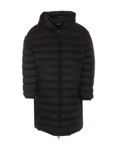 Dolce & Gabbana Logo Patch Quilted Down Jacket In Black