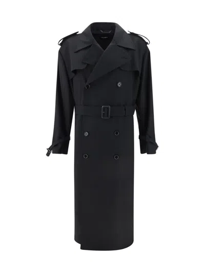 Dolce & Gabbana Dolce&gabbana Wool Trench Coat In Black