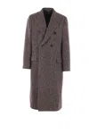 Dolce & Gabbana Herringbone Double-breasted Coat In Brown
