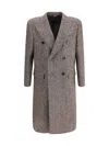 Dolce & Gabbana Herringbone Double-breasted Coat In Gray