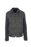 Dolce & Gabbana Herringbone-pattern Ribbed-knit Bomber Jacket In Gray