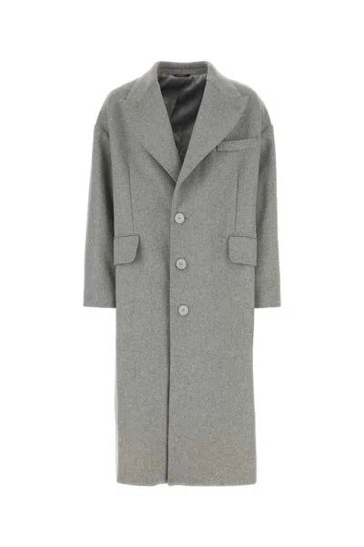 Dolce & Gabbana Wool Blend Coat Back Vent In Grey