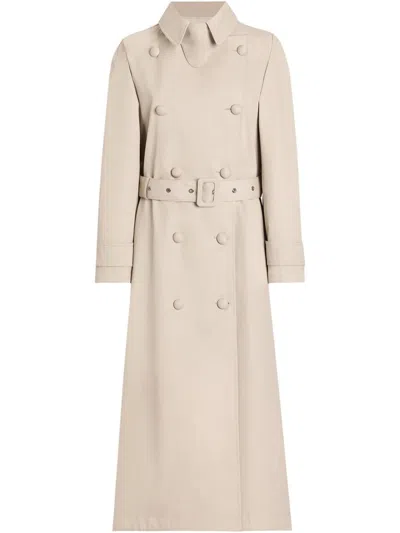 Dolce & Gabbana Cotton Blend Drill Long Trench Coat In Beige