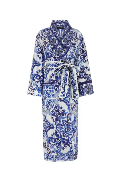 Dolce & Gabbana Majolica-print Silk House Coat In Multi