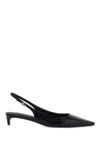Dolce & Gabbana Croco Print Leather Slingback In Black