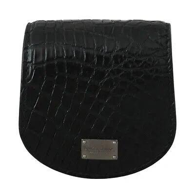 Pre-owned Dolce & Gabbana Coin Condom Case Holder Pocket Wallet Black Exotic Skin Rrp $500