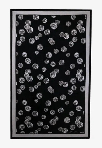 Dolce & Gabbana Coin Print Beach Towel In Multicolor