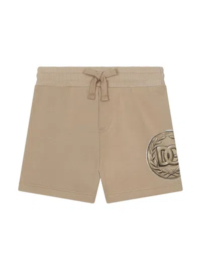 Dolce & Gabbana Babies' Coin-print Cotton Shorts In Beige