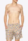 Dolce & Gabbana Coin Print Swim Shorts In Beige
