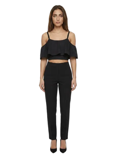 Dolce & Gabbana Cold-shoulder Ruffle Blouse In Black
