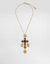 Dolce & Gabbana Collana Corta A Catena Sottile Con Croce Pendente In Oro