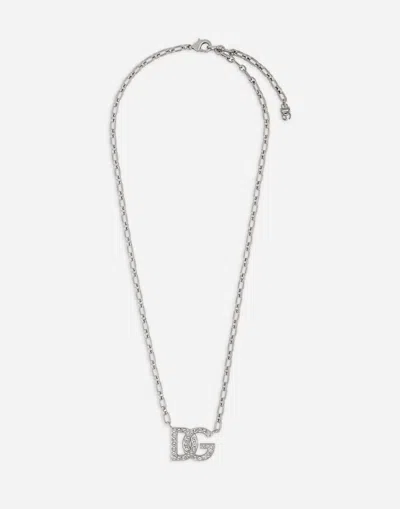 Dolce & Gabbana Chain Necklace With Dg Logo In Silver