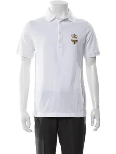 Pre-owned Dolce & Gabbana Collar Short Sleeve Polo Shirt In White