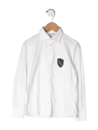 Pre-owned Dolce & Gabbana Kids' Collared Long Sleeve Top In White