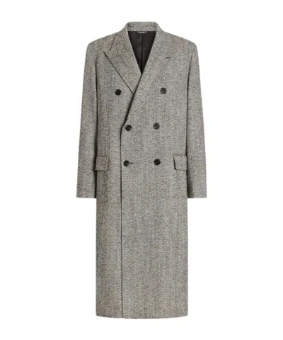 Dolce & Gabbana Collared Long-sleeved Coat In Gray