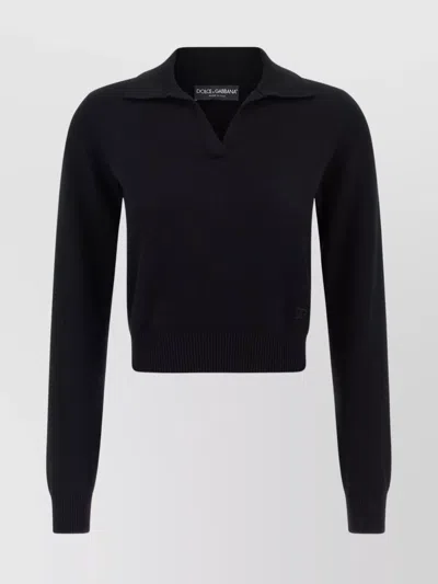 DOLCE & GABBANA COLLARED NECK LONG SLEEVES RIBBED HEM