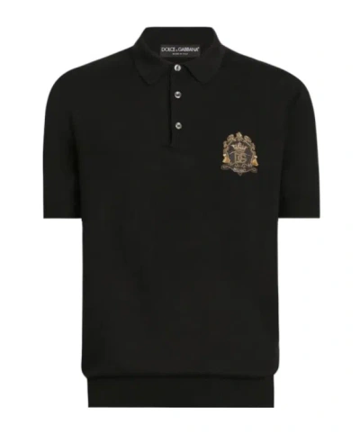 Dolce & Gabbana Collared Short-sleeved Polo Shirt In Black