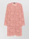 Dolce & Gabbana Collarless Lace Floral Patch Pockets Coat In Pink