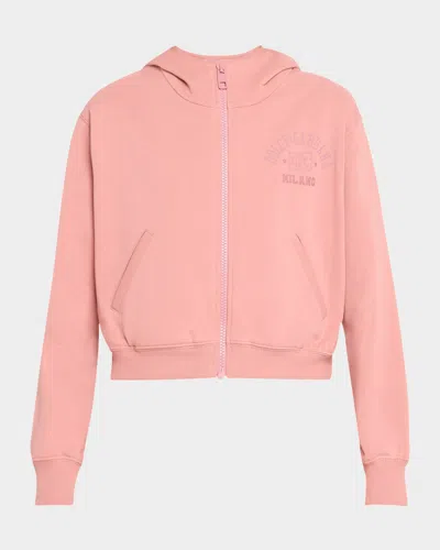 Dolce & Gabbana College Logo Zip-front Hoodie In Pastelpink