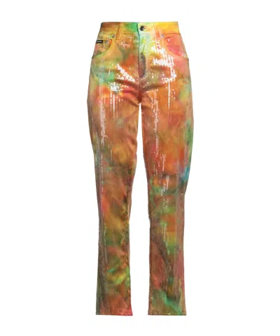 Dolce & Gabbana Color Block Long Pants In Multi