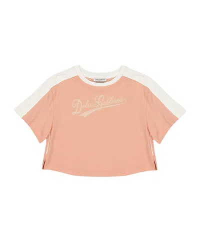 Dolce & Gabbana Kids' Color Block T-shirt In Pink
