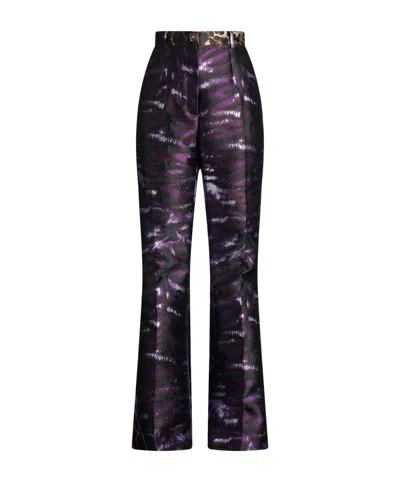 Dolce & Gabbana Color Blocked Flared Trousers In Purple
