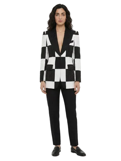 Dolce & Gabbana Color-block Check Blazer In Black