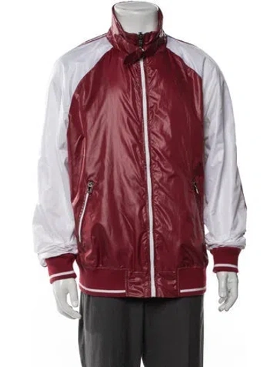 Pre-owned Dolce & Gabbana Colorblock Pattern Bomber Jacket In Neutrals/red