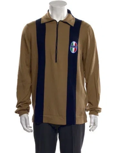 Pre-owned Dolce & Gabbana Colorblock Pattern Collar Polo Sweater In Brown