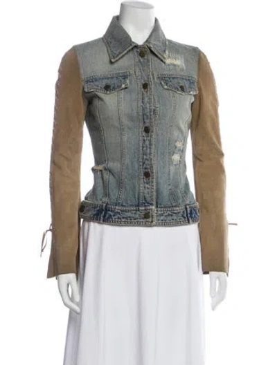 Pre-owned Dolce & Gabbana Colorblock Pattern Denim Jacket