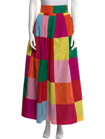 Pre-owned Dolce & Gabbana Colorblock Pattern Long Skirt In Pink