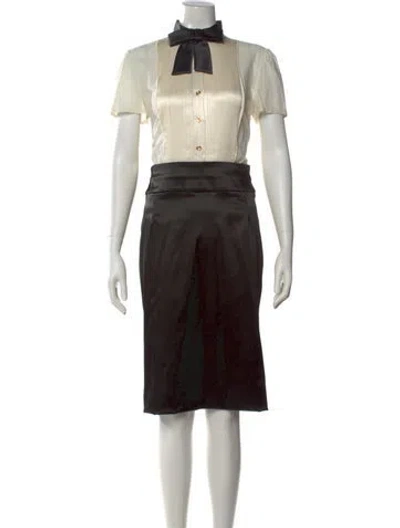 Pre-owned Dolce & Gabbana Colorblock Pattern Midi Length Dress In Black