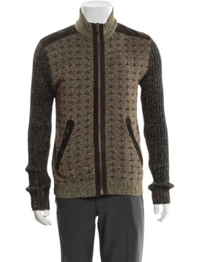 Pre-owned Dolce & Gabbana Colorblock Pattern Mock Neck Cardigan In Multi