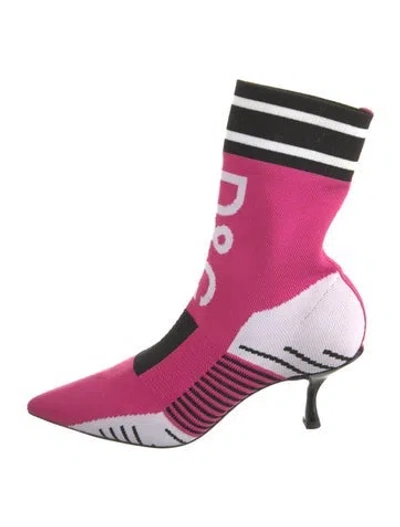Pre-owned Dolce & Gabbana Colorblock Pattern Sock Boots W/ Tags In Pink