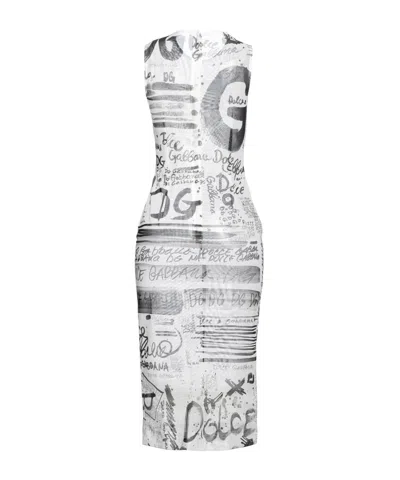 Dolce & Gabbana Color-blocked Bodycon Dress In White