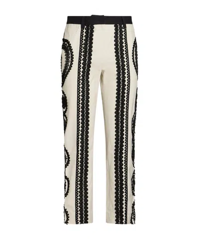 Dolce & Gabbana Color-blocked Cropped Tapered Pants In White