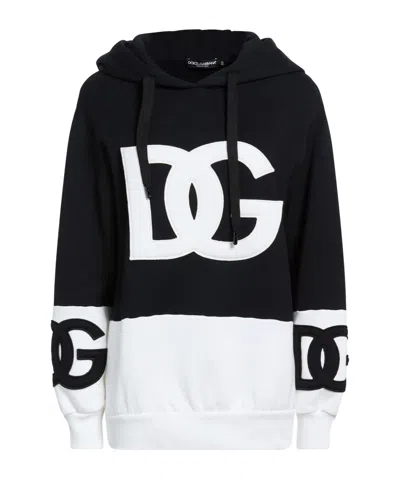 Dolce & Gabbana Color-blocked Fleece-lined Hoodie In Black