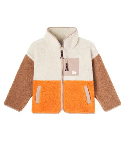 DOLCE & GABBANA COLORBLOCKED LOGO TEDDY JACKET