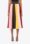 Dolce & Gabbana Colorblocked Pleated Midi Skirt In Multicolor