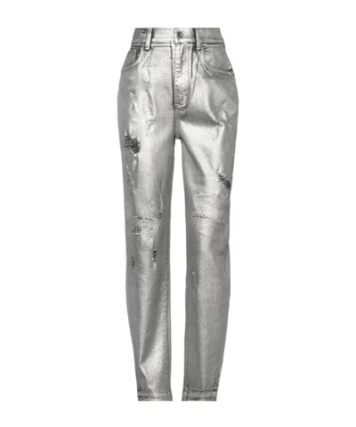 Dolce & Gabbana Colorful Metallic Jeans In Gray