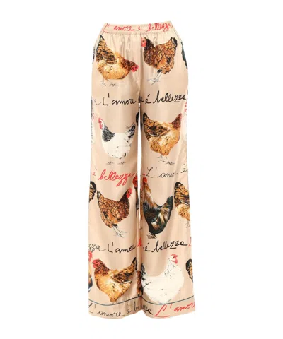 Dolce & Gabbana Colorful Printed Casual Pants In Beige